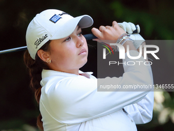 Alexa Pano of Lake Worth, Florida hits from the 16th tee during the first round of the KPMG Women's PGA Championship at Sahalee Country Club...