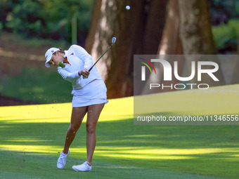 Alexa Pano of Lake Worth, Florida hits from the 15th fairway during the first round of the KPMG Women's PGA Championship at Sahalee Country...