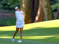 Alexa Pano of Lake Worth, Florida hits from the 15th fairway during the first round of the KPMG Women's PGA Championship at Sahalee Country...