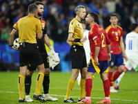 Daniel Carvajal right-back of Spain and Real Madrid protest to referee during the UEFA EURO 2024 group stage match between Spain and Italy a...