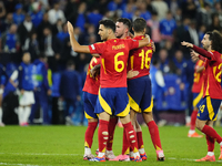 Spanish players celebrates victory after the UEFA EURO 2024 group stage match between Spain and Italy at Arena AufSchalke on June 20, 2024 i...