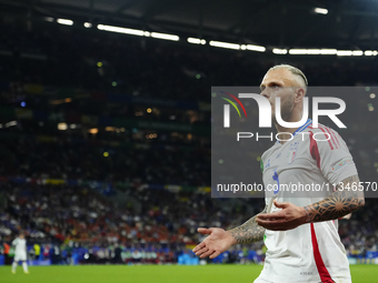 Federico Dimarco left-back of Italy and Inter Milan during the UEFA EURO 2024 group stage match between Spain and Italy at Arena AufSchalke...