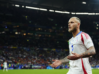 Federico Dimarco left-back of Italy and Inter Milan during the UEFA EURO 2024 group stage match between Spain and Italy at Arena AufSchalke...