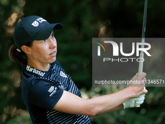 Carlota Ciganda of Spain hits from the 16th tee during the first round of the KPMG Women's PGA Championship at Sahalee Country Club on Thurs...