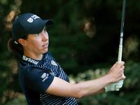 Carlota Ciganda of Spain hits from the 16th tee during the first round of the KPMG Women's PGA Championship at Sahalee Country Club on Thurs...