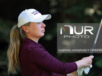 Bronte Law of England follows her shot from the 16th tee during the first round of the KPMG Women's PGA Championship at Sahalee Country Club...