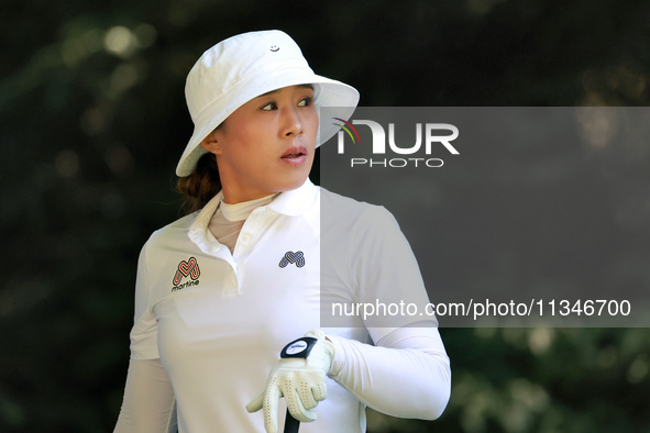 Amy Yang of Republic of Korea follows her shot from the 16th tee during the first round of the KPMG Women's PGA Championship at Sahalee Coun...