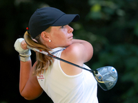 Lauren Hartlage of Leizabethtown, Kentucky hits from the 16th tee during the first round of the KPMG Women's PGA Championship at Sahalee Cou...