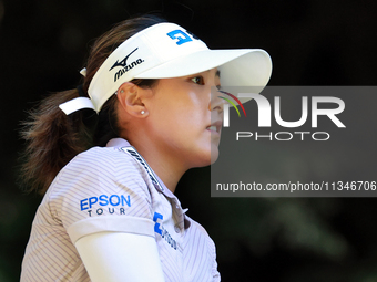 Jiwon Jeon of Republic of Korea follows her shot from the 16th tee during the first round of the KPMG Women's PGA Championship at Sahalee Co...