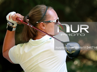 Jennifer Borocz of Ponte Vedra, Florida hits from the 16th tee during the first round of the KPMG Women's PGA Championship at Sahalee Countr...