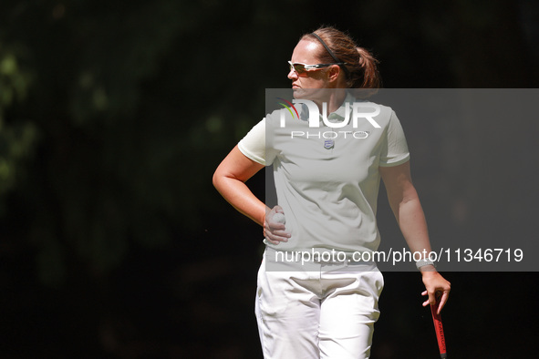 Jennifer Borocz of Ponte Vedra, Florida waits on the 15th green during the first round of the KPMG Women's PGA Championship at Sahalee Count...