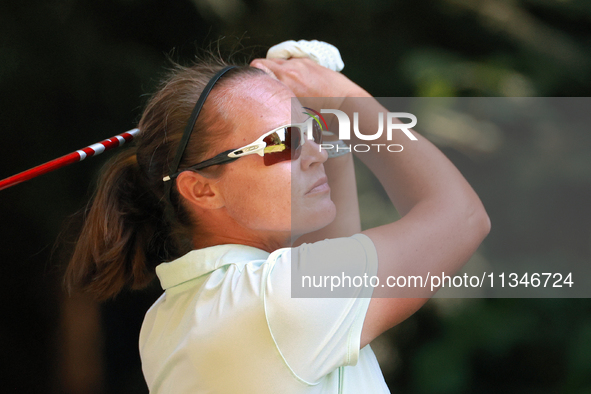 Jennifer Borocz of Ponte Vedra, Florida hits from the 16th tee during the first round of the KPMG Women's PGA Championship at Sahalee Countr...