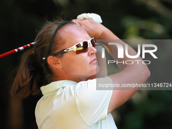 Jennifer Borocz of Ponte Vedra, Florida hits from the 16th tee during the first round of the KPMG Women's PGA Championship at Sahalee Countr...