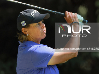 Wendy Ward of Spokane, Washington hits from the 16th tee during the first round of the KPMG Women's PGA Championship at Sahalee Country Club...