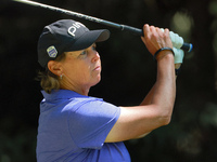 Wendy Ward of Spokane, Washington hits from the 16th tee during the first round of the KPMG Women's PGA Championship at Sahalee Country Club...