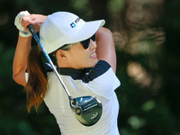 Jennifer Song of Orlando, Florida hits from the 16th tee during the first round of the KPMG Women's PGA Championship at Sahalee Country Club...