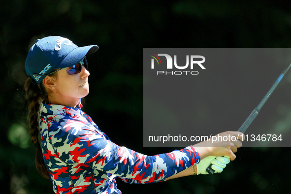 Roberta Liti of Italy follows her shot from the 16th tee during the first round of the KPMG Women's PGA Championship at Sahalee Country Club...