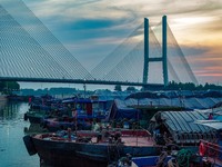 HUAI'AN, CHINA, on June 20, 2024, an aerial photo is showing a large number of ships waiting to be locked upstream of Huaian Lock on the Nor...