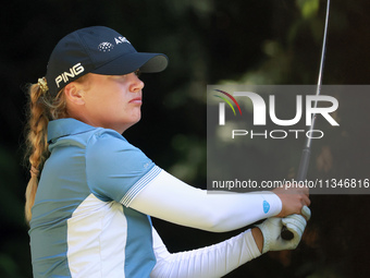 Celine Borge of Norway hits from the 16th tee during the first round of the KPMG Women's PGA Championship at Sahalee Country Club on Thursda...