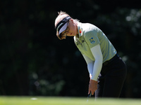 Brooke Henderson of Canada follows her putt on the second green during Day One of the KPMG Women's PGA Championship at Sahalee Country Club...