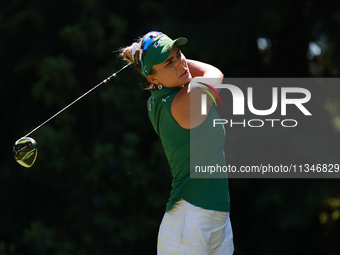 Lexi Thompson of the United States tees off on the 3th hole during Day One of the KPMG Women's PGA Championship at Sahalee Country Club in S...