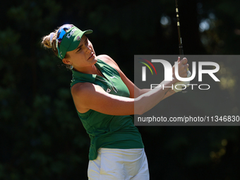 Lexi Thompson of the United States tees off on the 3th hole during Day One of the KPMG Women's PGA Championship at Sahalee Country Club in S...