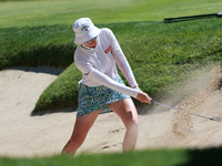 Madelene Sagctrom of Sweden hits out of the bunker toward the 9th green during Day One of the KPMG Women's PGA Championship at Sahalee Count...