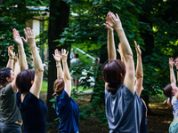 A day ahead of International Yoga Day particpants attend free outdoor yoga classes in Bednarski Park in Krakow, Poland on June 20th. 2024....