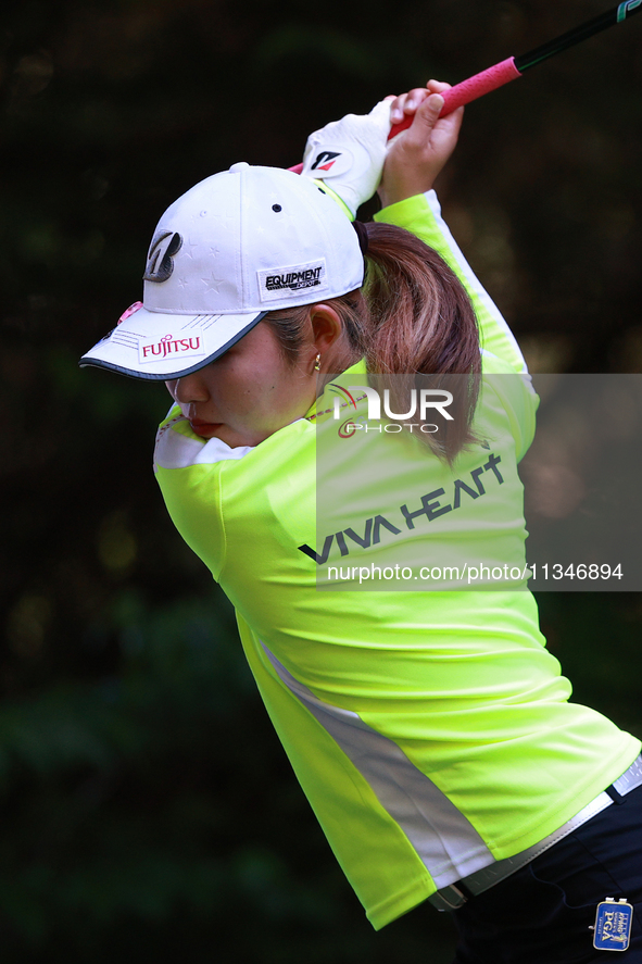 Ayaka Furue of Japan tees off on the 16th hole during Day One of the KPMG Women's PGA Championship at Sahalee Country Club in Sammamish, Was...