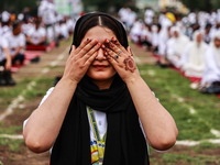 A girl is taking part in the 10th International Yoga Day Celebrations in Baramulla, Jammu and Kashmir, India, on June 21, 2024. Indian Prime...