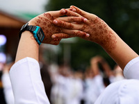 A girl is taking part in the 10th International Yoga Day Celebrations in Baramulla, Jammu and Kashmir, India, on June 21, 2024. Indian Prime...