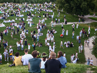 Participants celebrating the summer solstice gathered for the 'Kupala Night' by the Krakus Mound in Krakow, Poland on June 20th, 2024. The K...