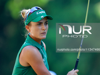 Lexi Thompson of Delray Beach, Florida hits to the 8th green during the first round of the KPMG Women's PGA Championship at Sahalee Country...