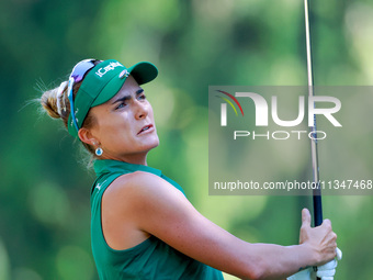 Lexi Thompson of Delray Beach, Florida hits to the 8th green during the first round of the KPMG Women's PGA Championship at Sahalee Country...