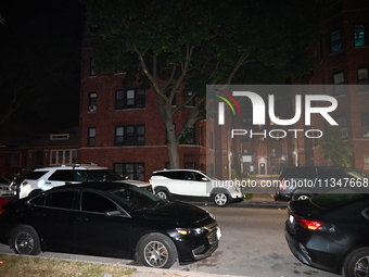 Authorities are on the scene. A 50-year-old male victim is being shot multiple times and killed in Chicago, Illinois, United States, on June...