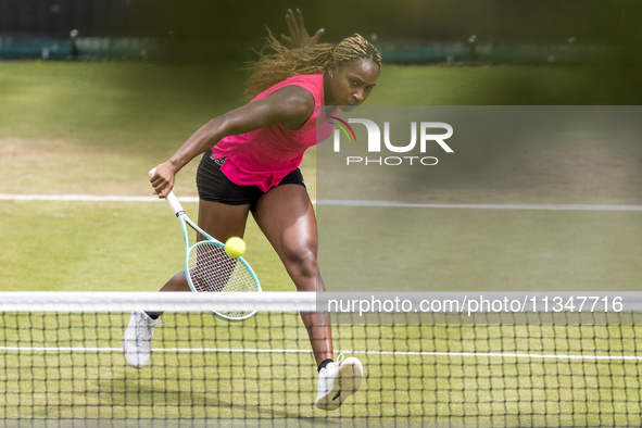 Coco Gauff is training during the ecotrans Ladies Open, a WTA 500 tournament, in Berlin, Germany, on June 21, 2024. 