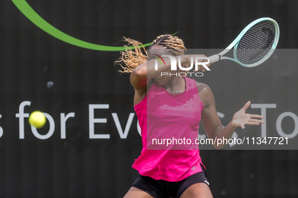 Coco Gauff is training during the ecotrans Ladies Open, a WTA 500 tournament, in Berlin, Germany, on June 21, 2024. 