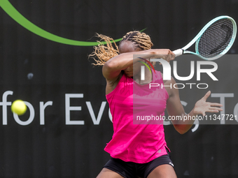 Coco Gauff is training during the ecotrans Ladies Open, a WTA 500 tournament, in Berlin, Germany, on June 21, 2024. (