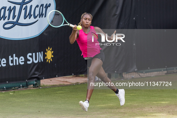 Coco Gauff is training during the ecotrans Ladies Open, a WTA 500 tournament, in Berlin, Germany, on June 21, 2024. 