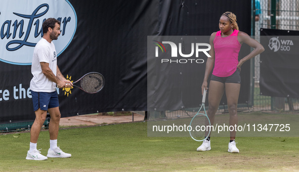 Coco Gauff is training during the ecotrans Ladies Open, a WTA 500 tournament, in Berlin, Germany, on June 21, 2024. 