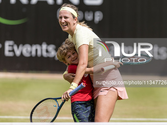 Victoria Azarenka is spending time with her son Leo during the ecotrans Ladies Open, WTA 500 tournament in Berlin, Germany, on June 21, 2024...