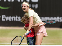 Victoria Azarenka is spending time with her son Leo during the ecotrans Ladies Open, WTA 500 tournament in Berlin, Germany, on June 21, 2024...