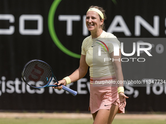 Victoria Azarenka is participating in the ecotrans Ladies Open, a WTA 500 tournament, in Berlin, Germany, on June 21, 2024. (