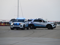 Chicago police are investigating the crime scene, which is leaving two people dead at 31st Street Harbor in Chicago, Illinois, on June 21, 2...