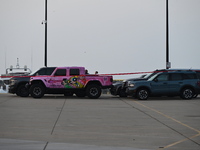 Chicago police are investigating the crime scene, which is leaving two people dead at 31st Street Harbor in Chicago, Illinois, on June 21, 2...