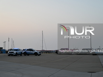 Chicago police are investigating the crime scene, which is leaving two people dead at 31st Street Harbor in Chicago, Illinois, on June 21, 2...