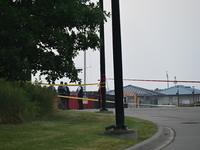 Chicago police are investigating the crime scene, which is leaving two people dead at 31st Street Harbor in Chicago, Illinois, on June 21, 2...