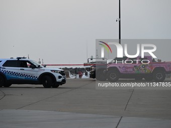 Chicago police are investigating the crime scene, which is leaving two people dead at 31st Street Harbor in Chicago, Illinois, on June 21, 2...