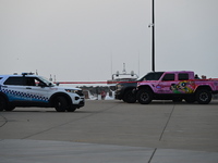 Chicago police are investigating the crime scene, which is leaving two people dead at 31st Street Harbor in Chicago, Illinois, on June 21, 2...