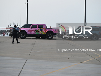 Chicago police are investigating the crime scene, which is leaving two people dead at 31st Street Harbor in Chicago, Illinois, on June 21, 2...